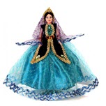عروسک زن محلی فیروزه ای