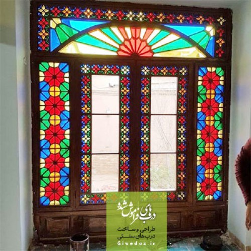 درب 2 لنگه گره چینی چوبی