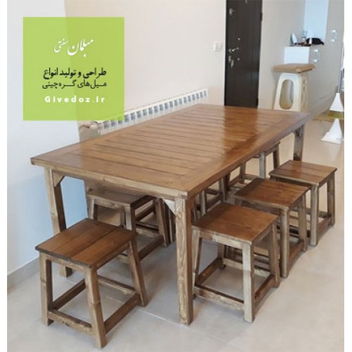 میز و نیمکت چوبی سنتی 8 نفره